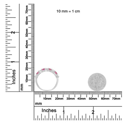 10KT White Gold 1/2 cttw Diamond and 3MM Created Gemstone Band Ring (H-I, I1-I2) WEM Support (www.WEM.support)