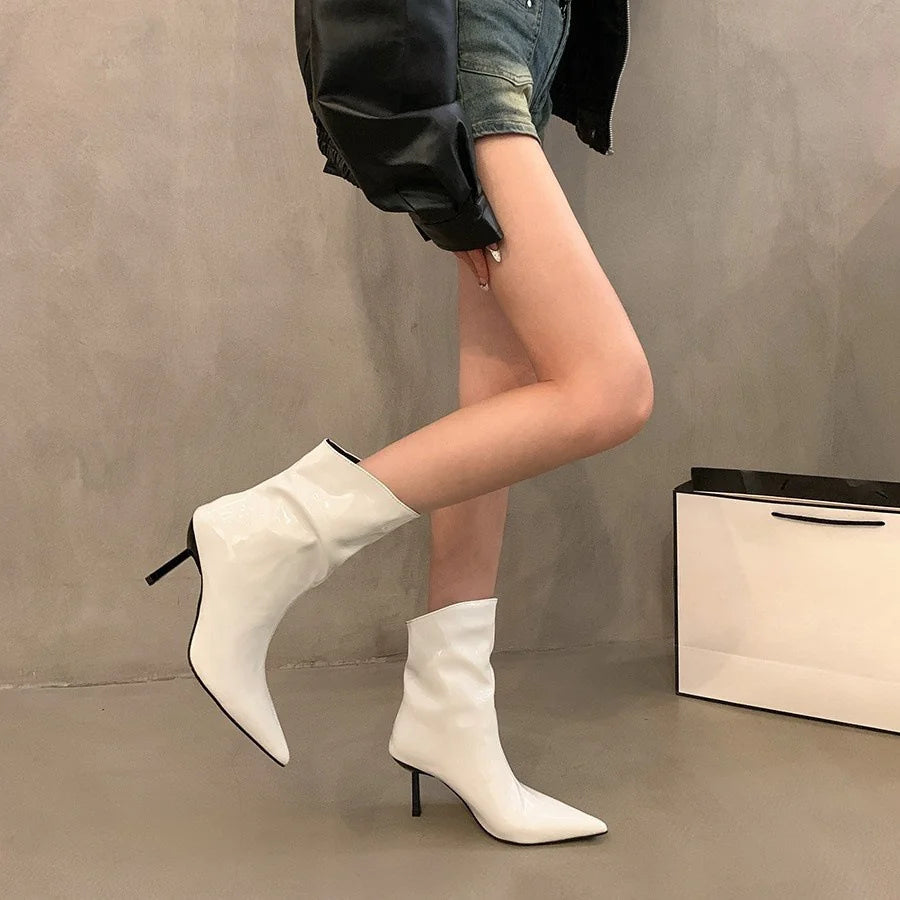 Women's Spring and Autumn Slimming Stiletto Ankle Boots WEM Support (www.WEM.support)