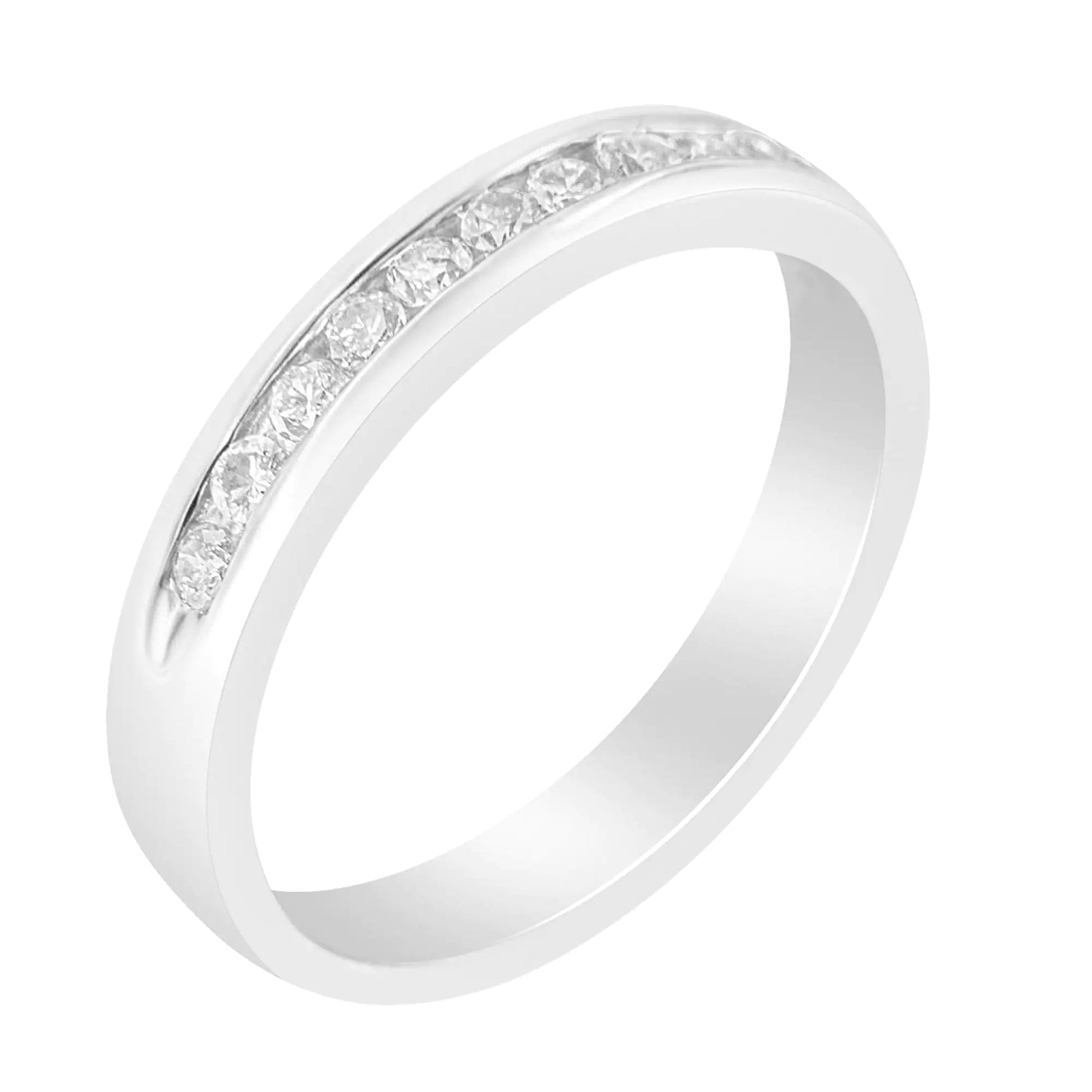 18K White Gold 1/4 Cttw Channel Set Brilliant Round-Cut Diamond Classic 11 Stone Wedding Band Ring (E-F Color, I1-I2 Clarity) WEM Support (www.WEM.support)