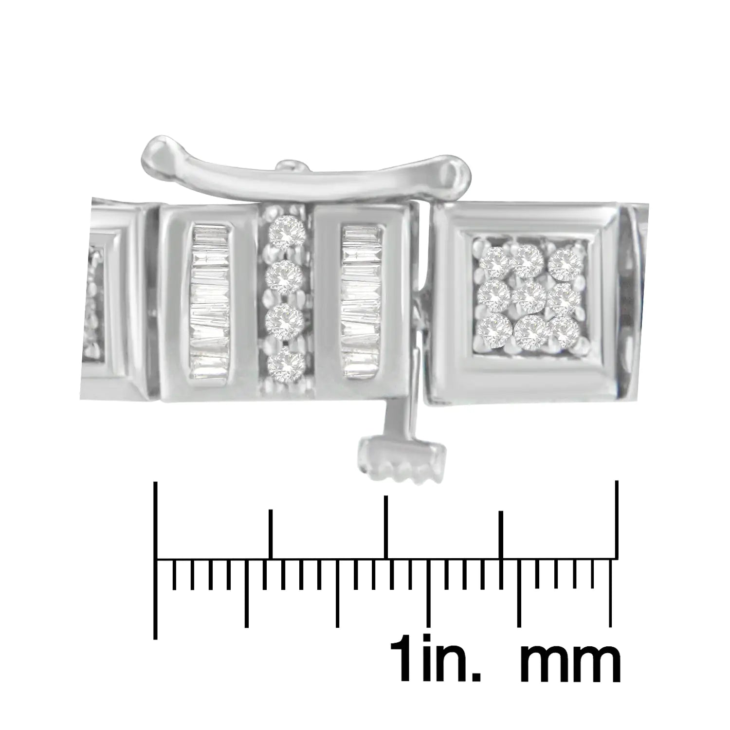 10K White Gold Round and Baguette Cut Diamond Bracelet (2.00 cttw, H-I Color, I2-I3 Clarity) WEM Support (www.WEM.support)