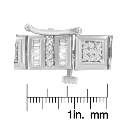 10K White Gold Round and Baguette Cut Diamond Bracelet (2.00 cttw, H-I Color, I2-I3 Clarity) WEM Support (www.WEM.support)