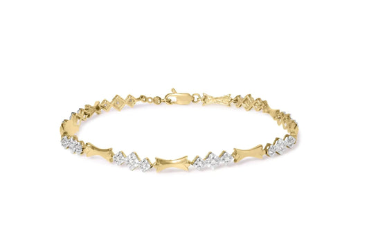 10k Gold 1/3 Cttw Diamond Miracle Set Alternating Bar and Link Bracelet (I-J Color, I1-I2 Clarity) - 7.75" Inches WEM Support (www.WEM.support)