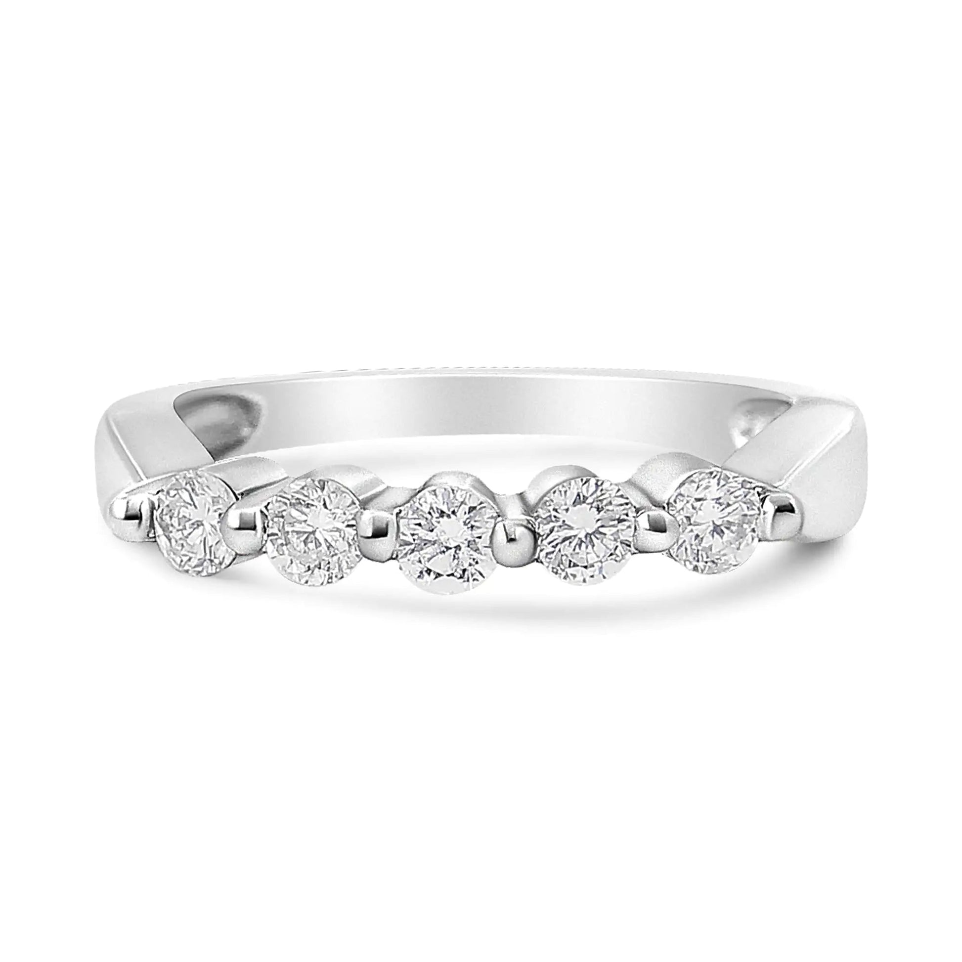 14K White Gold 1/2 Cttw Round-Cut 5-Stone Diamond Ring (H-I Color, SI1-SI2 Clarity) WEM Support (www.WEM.support)