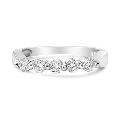 14K White Gold 1/2 Cttw Round-Cut 5-Stone Diamond Ring (H-I Color, SI1-SI2 Clarity) WEM Support (www.WEM.support)
