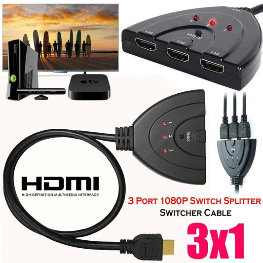 3 Port HDMI Splitter Cable 1080/4K Switch Switcher HUB Adapter for HDTV PS4 Xbox WEM Support (www.WEM.support)