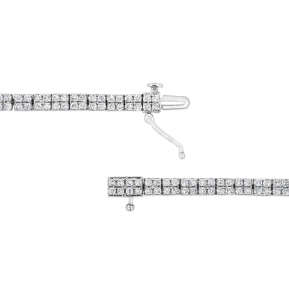.925 Sterling Silver 3.0 Cttw Prong-Set Round Diamond 2 Row Link Tennis Bracelet (I-J Color, I3 Clarity) - 7.25" WEM Support (www.WEM.support)