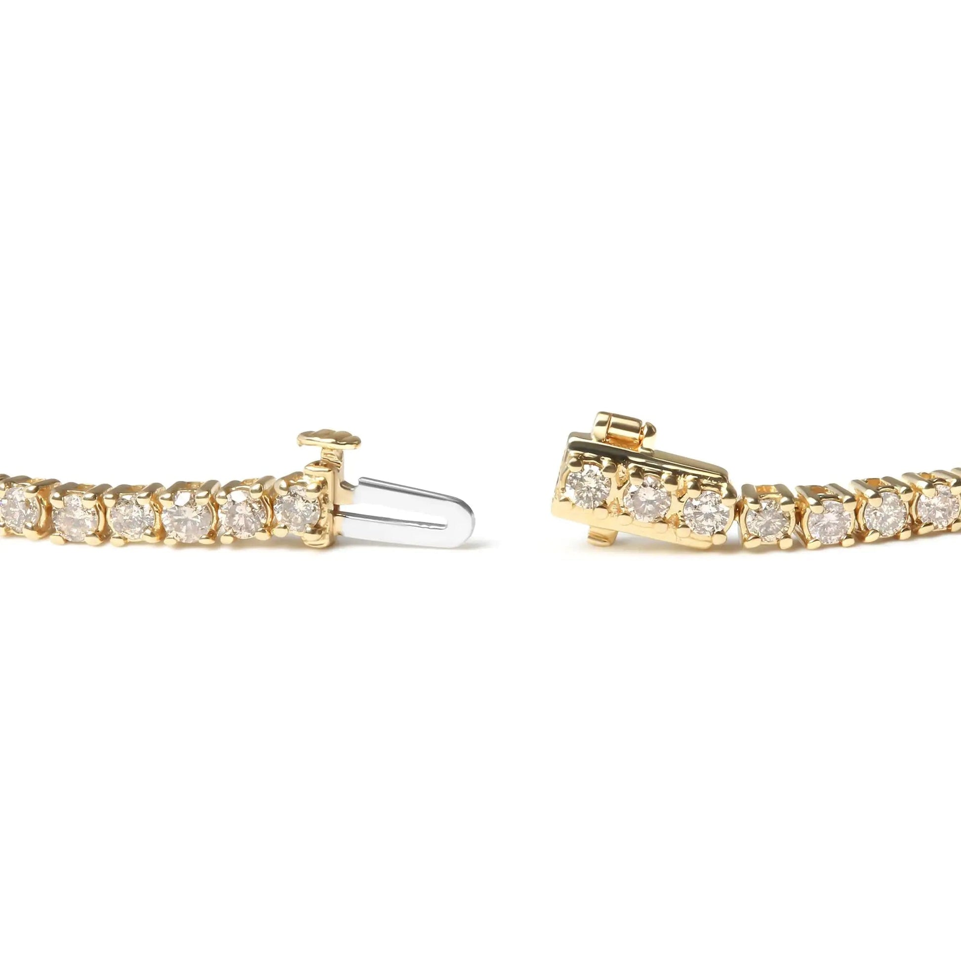 14K Yellow Gold 3.00 Cttw 4 Prong Set Round Brilliant Cut Diamond Tennis 7.25" Bracelet (J-K Color, I1-I2 Clarity) WEM Support (www.WEM.support)
