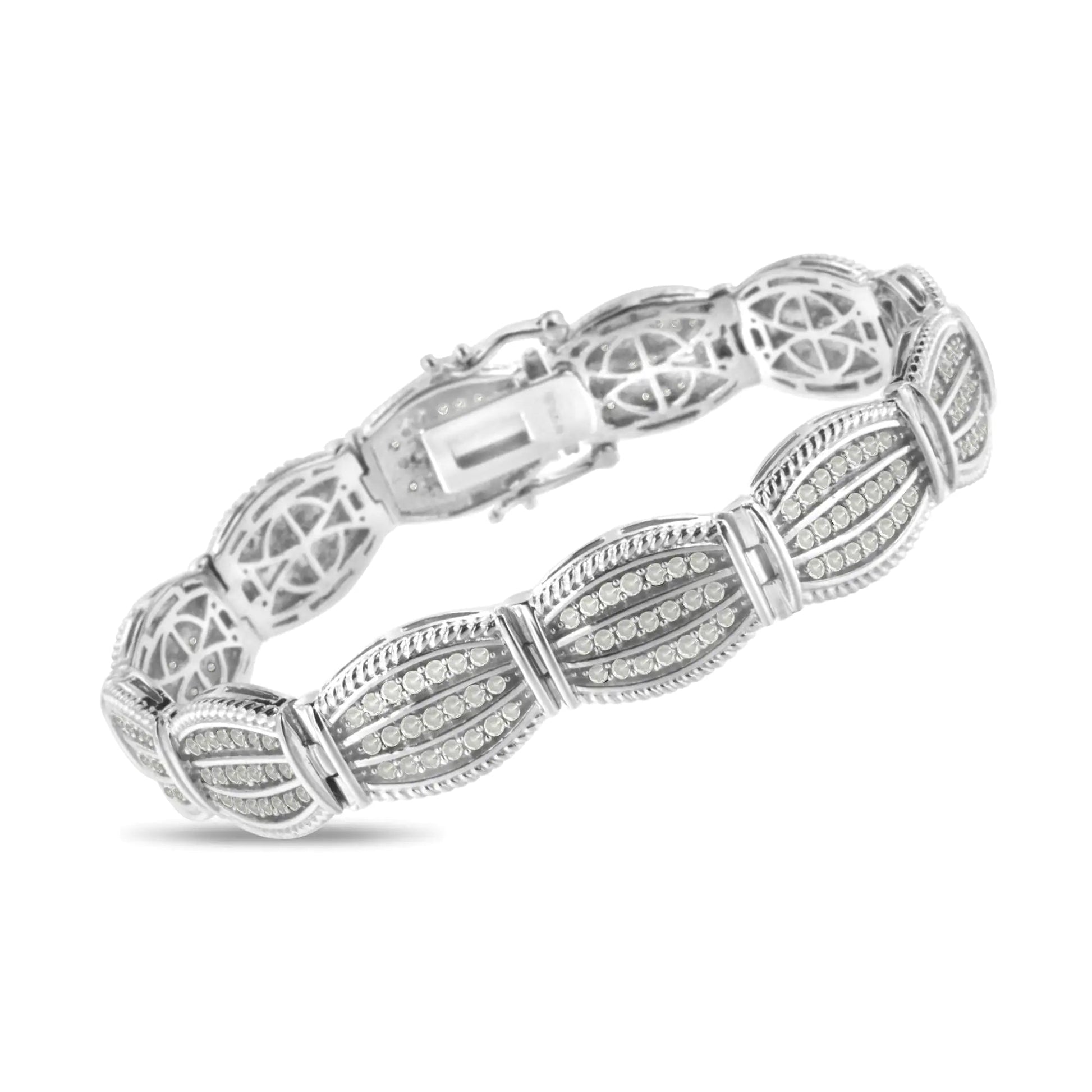 .925 Sterling Silver 3.0 Cttw Prong Set Diamond Art Deco Style Tennis Bracelet (I-J Color, I2-I3 Clarity) - 7.25" WEM Support (www.WEM.support)