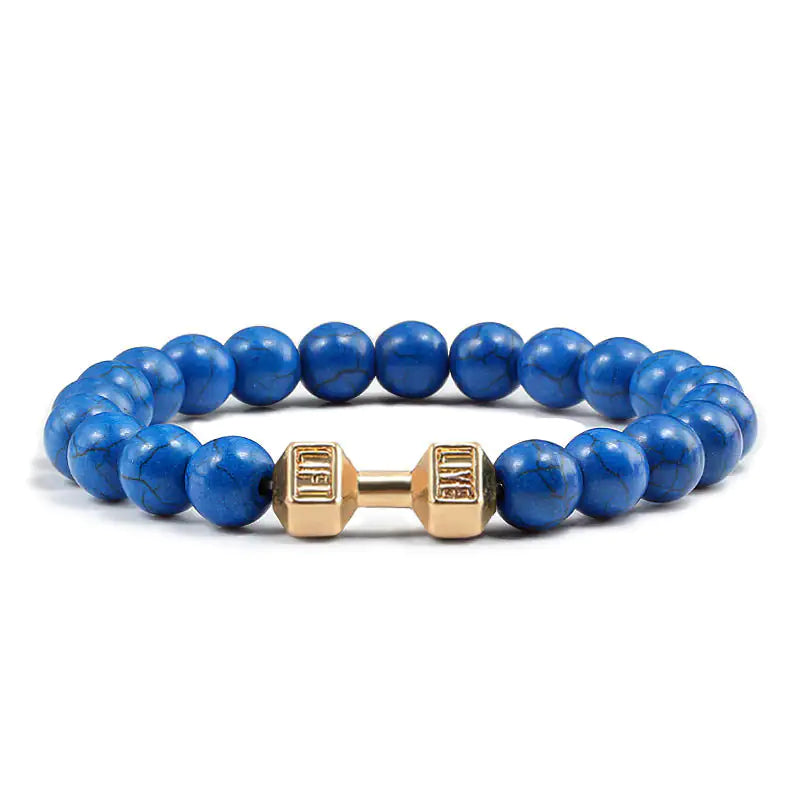 Turquoise Energy Gun Black Electroplated Alloy Barbell Bracelet WEM Support (www.WEM.support)