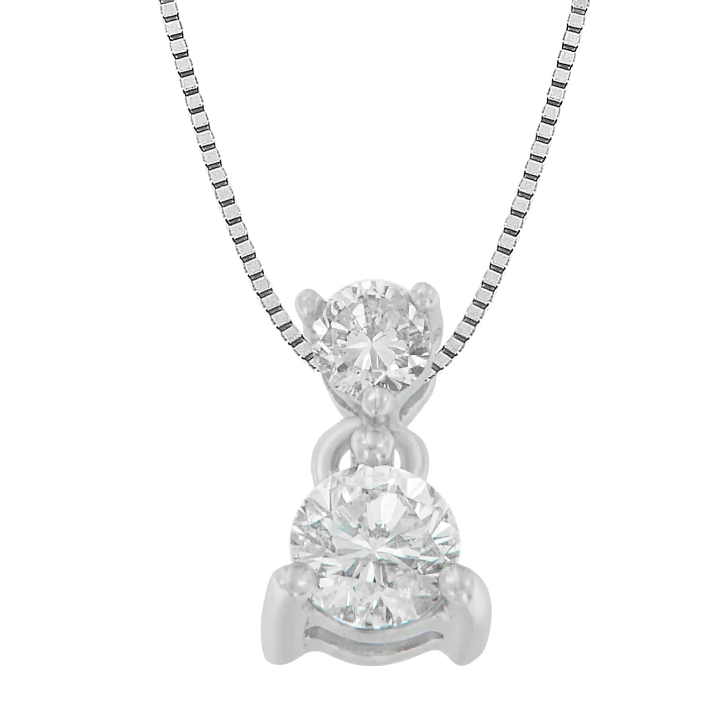 14K White Gold 1/2 cttw Round Cut Diamond Pendant Necklace (I-J, I1-I2) WEM Support (www.WEM.support)