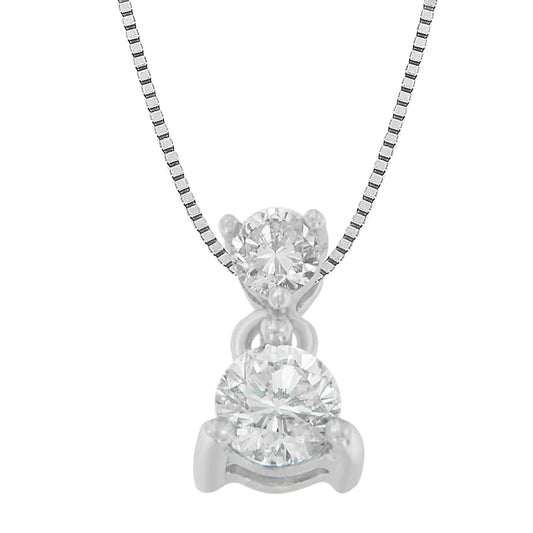 14K White Gold 1/2 cttw Round Cut Diamond Pendant Necklace (I-J, I1-I2) WEM Support (www.WEM.support)