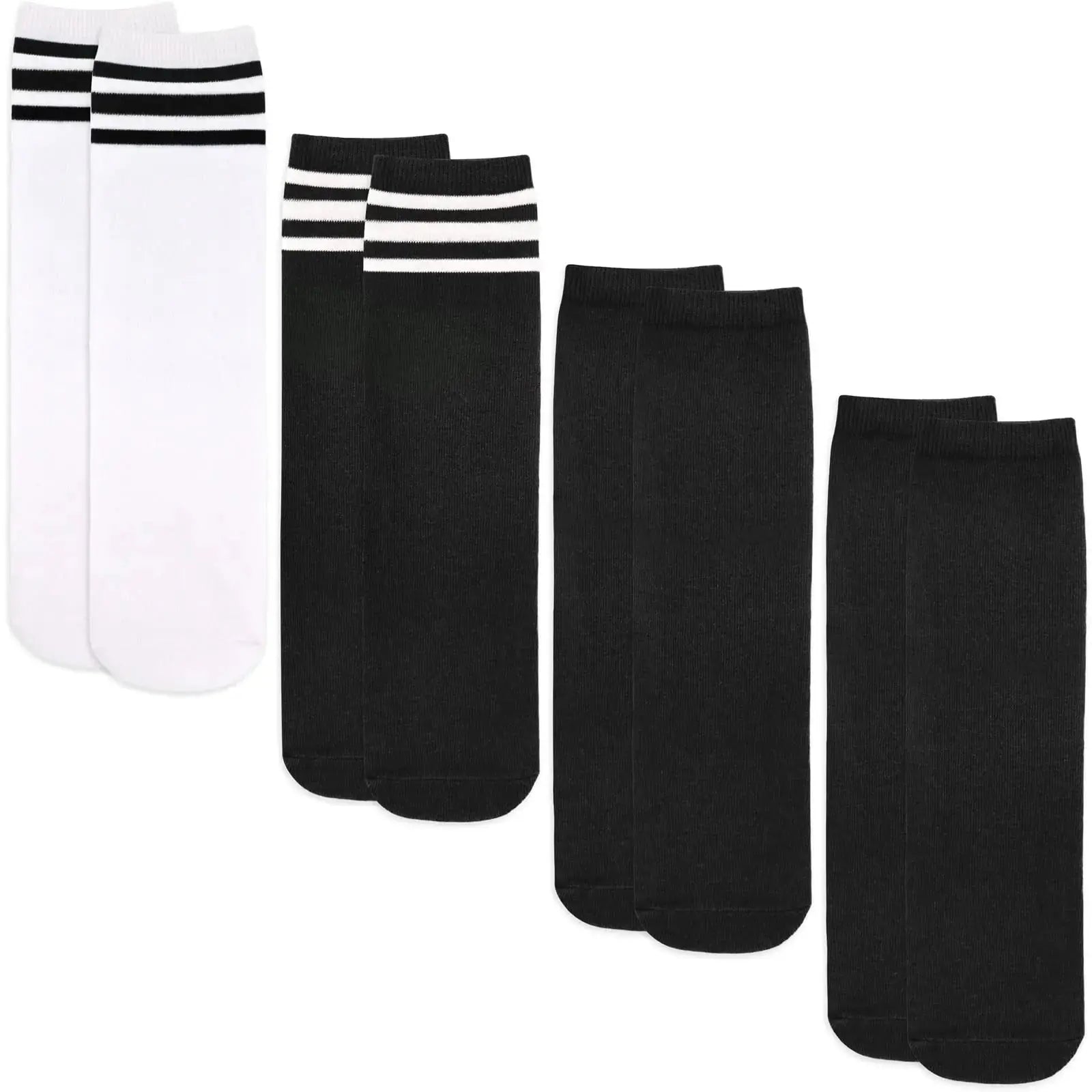 4 Pairs Kids Soccer Socks Toddler Soccer Socks Girls Boys Soccer Socks Toddler Knee High Socks Toddler Kids Tube Socks 3-6 Years Black, Black, Black/White, White/Black My Store