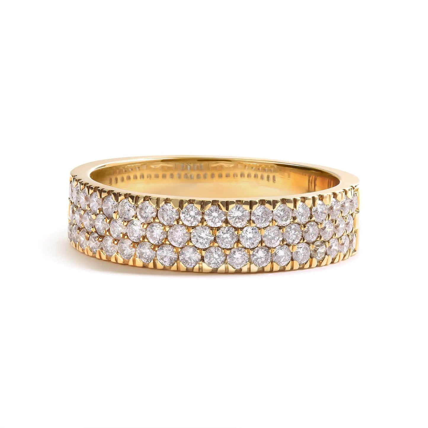 14K Yellow Gold Pave Set 3/4 cttw Multi Row Diamond Band Ring  (H-I Color, SI2-I1 Clarity) WEM Support (www.WEM.support)