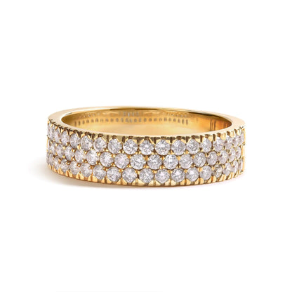 14K Yellow Gold Pave Set 3/4 cttw Multi Row Diamond Band Ring  (H-I Color, SI2-I1 Clarity) WEM Support (www.WEM.support)