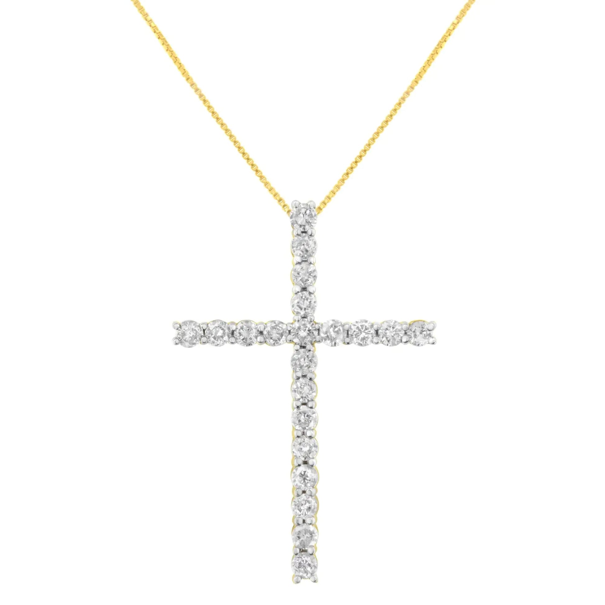 10K Yellow Gold Plated .925 Sterling Silver 4.0 Cttw Round Cut Diamond Cross Pendant Necklace (J-K Color, I1-I2 Clarity) - 18" WEM Support (www.WEM.support)