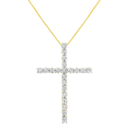 10K Yellow Gold Plated .925 Sterling Silver 4.0 Cttw Round Cut Diamond Cross Pendant Necklace (J-K Color, I1-I2 Clarity) - 18" WEM Support (www.WEM.support)