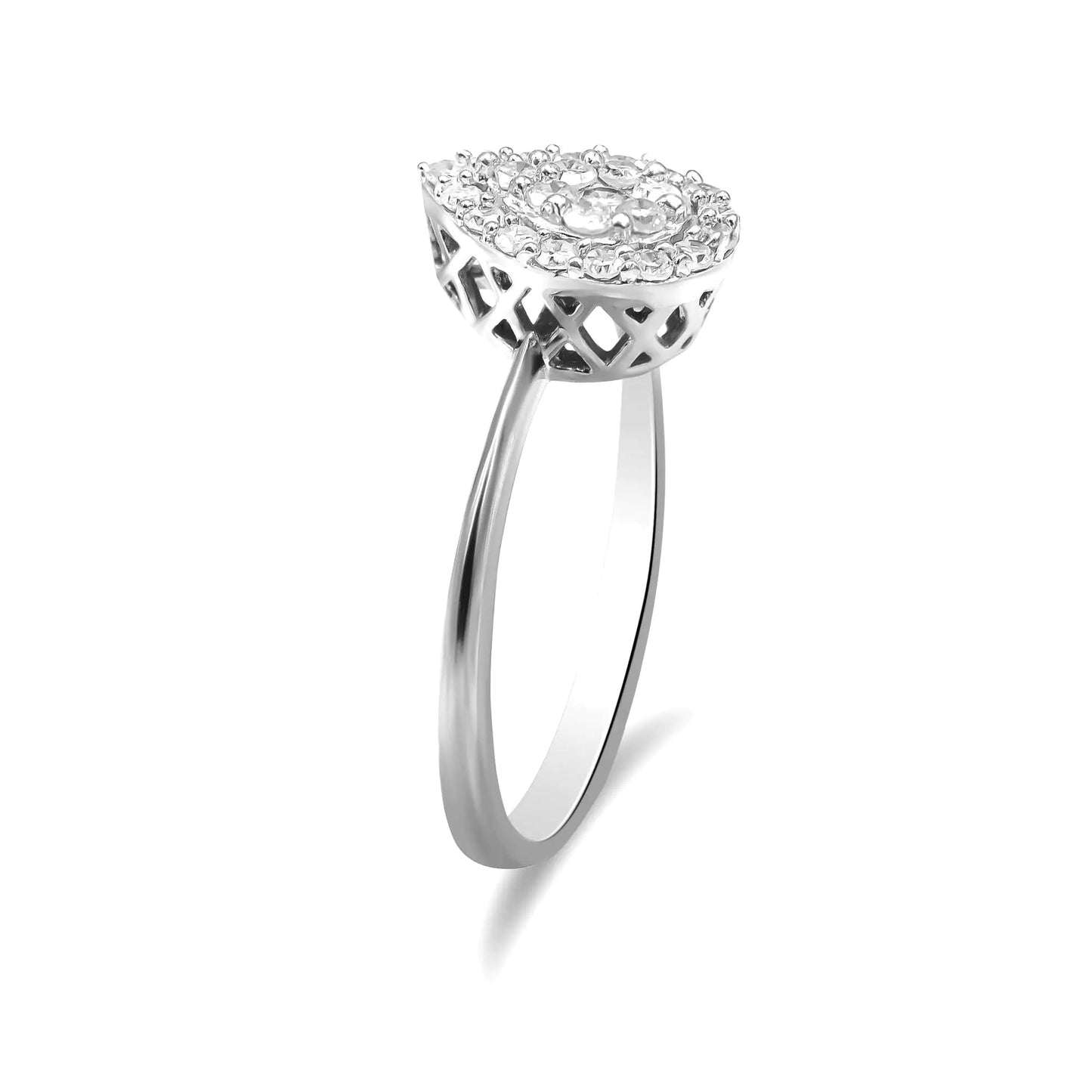 10K White Gold 3/8 Cttw Round-Cut Lab Grown Diamond Cluster Pear Promise Ring (G-H Color, VS2-SI1 Clarity) WEM Support (www.WEM.support)