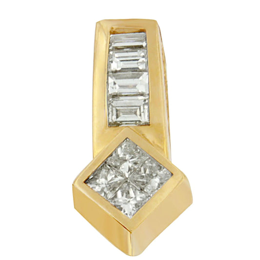 14K Yellow Gold 3/4 cttw Princess and Baguette Cut Diamond Simple Geo Pendant Necklace (G-H, VS1-VS2) WEM Support (www.WEM.support)