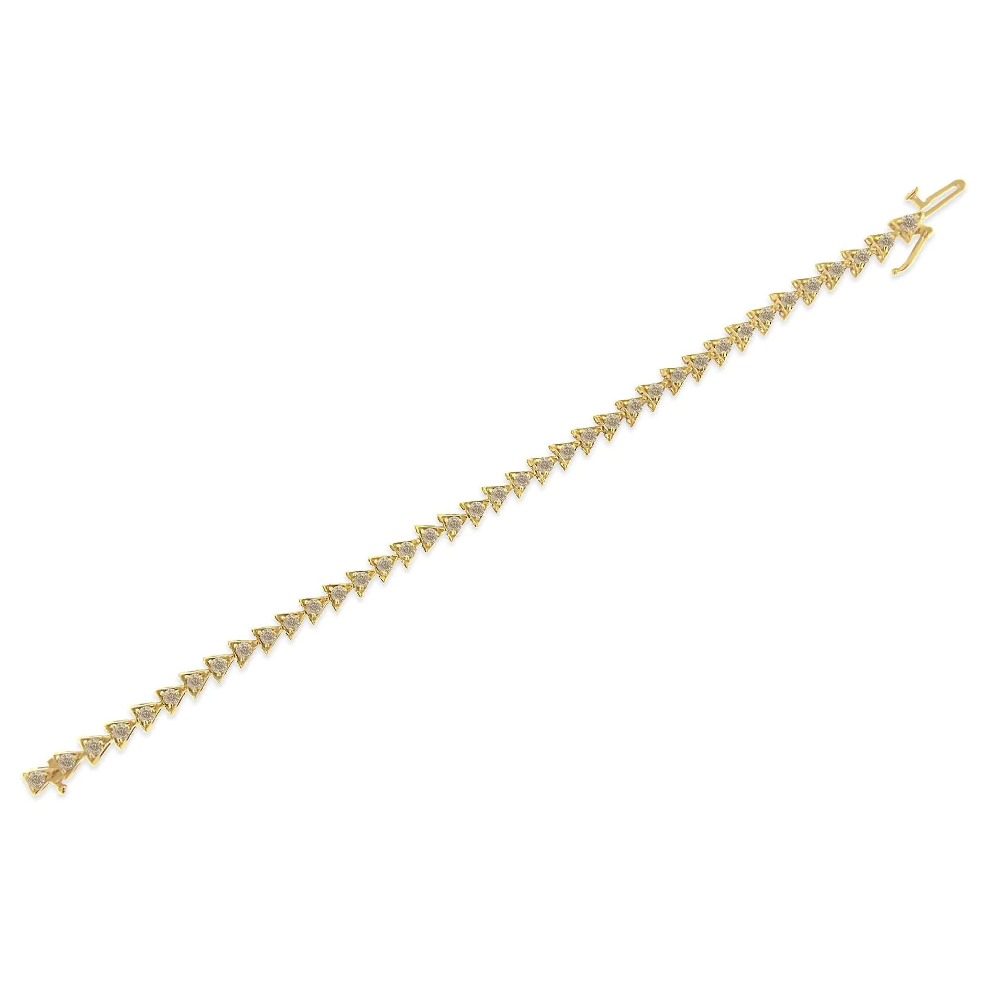 10K Yellow Gold Plated .925 Sterling Silver 3.0 Cttw Diamond Triangle Link Tennis Bracelet (I-J Color, SI2-I1 Clarity) - Size 7.25" Inches WEM Support (www.WEM.support)