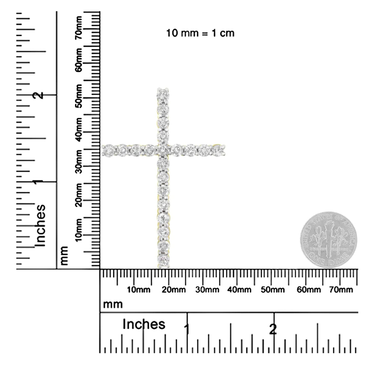 10K Yellow Gold Plated .925 Sterling Silver 4.0 Cttw Round Cut Diamond Cross Pendant Necklace (J-K Color, I1-I2 Clarity) - 18" WEM Support (www.WEM.support)