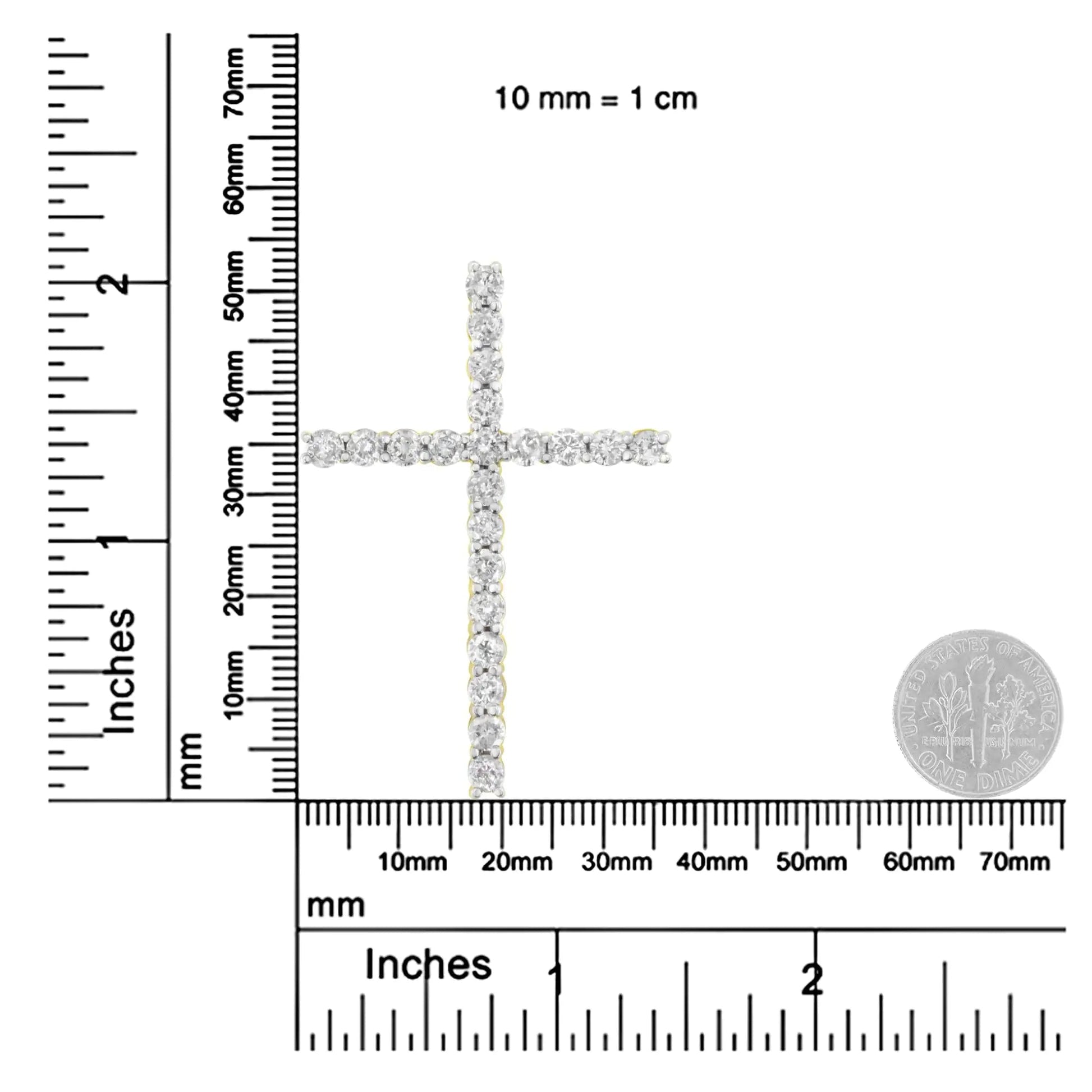 10K Yellow Gold Plated .925 Sterling Silver 4.0 Cttw Round Cut Diamond Cross Pendant Necklace (J-K Color, I1-I2 Clarity) - 18" WEM Support (www.WEM.support)
