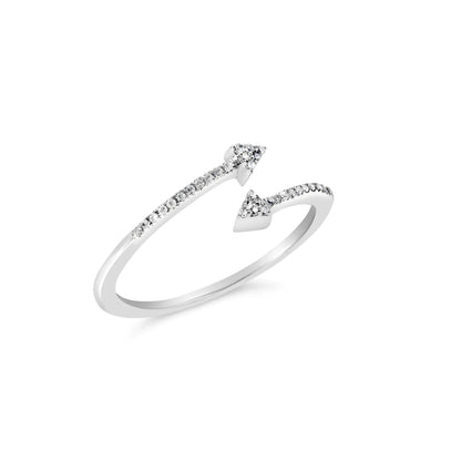 .925 Sterling Silver 1/5 Cttw Diamond Double Arrowhead Open Ring (I-J Color, I2-I3 Clarity) WEM Support (www.WEM.support)