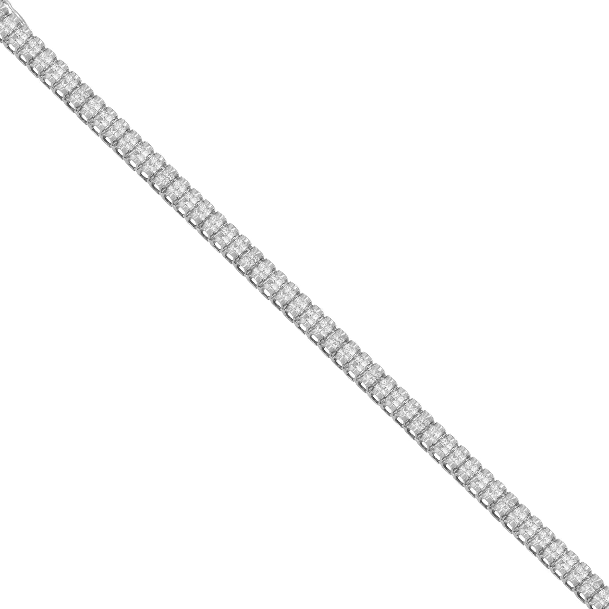 14K White Gold 3.0 Cttw Princess Cut Quad Invisible Set Tennis Bracelet (H-I Color, SI2-I1 Clarity) - 7” WEM Support (www.WEM.support)