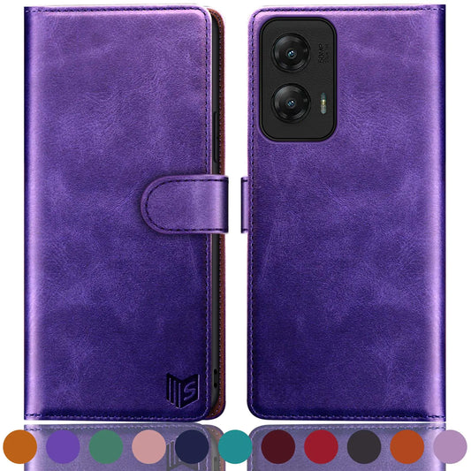 SUANPOT for Moto G Stylus 5G 2024 Wallet case with RFID Blocking Credit Card Holder,Flip Book PU Leather Protective Cover Women Men for Stylus 5G 2024 Phone case Purple