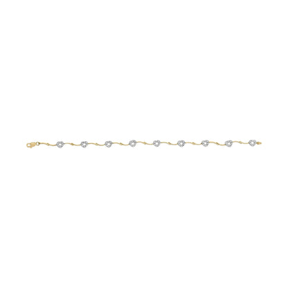 10k Two-Tone Gold 1/3 Cttw Diamond Pave Set Heart S-Link 7.25" Bracelet (I-J Color, I2-I3 Clarity) WEM Support (www.WEM.support)
