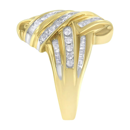 10K Yellow Gold Diamond Bypass Ring (1.0 cttw, H-I Color, I2-I3 Clarity) WEM Support (www.WEM.support)