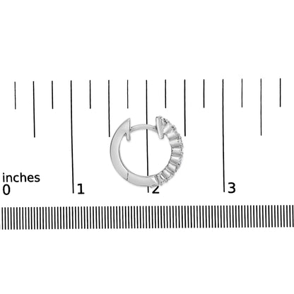 .925 Sterling Silver 1/6 Cttw Diamond Petite Hoop Earrings (I-J Color, I2-I3 Clarity) WEM Support (www.WEM.support)