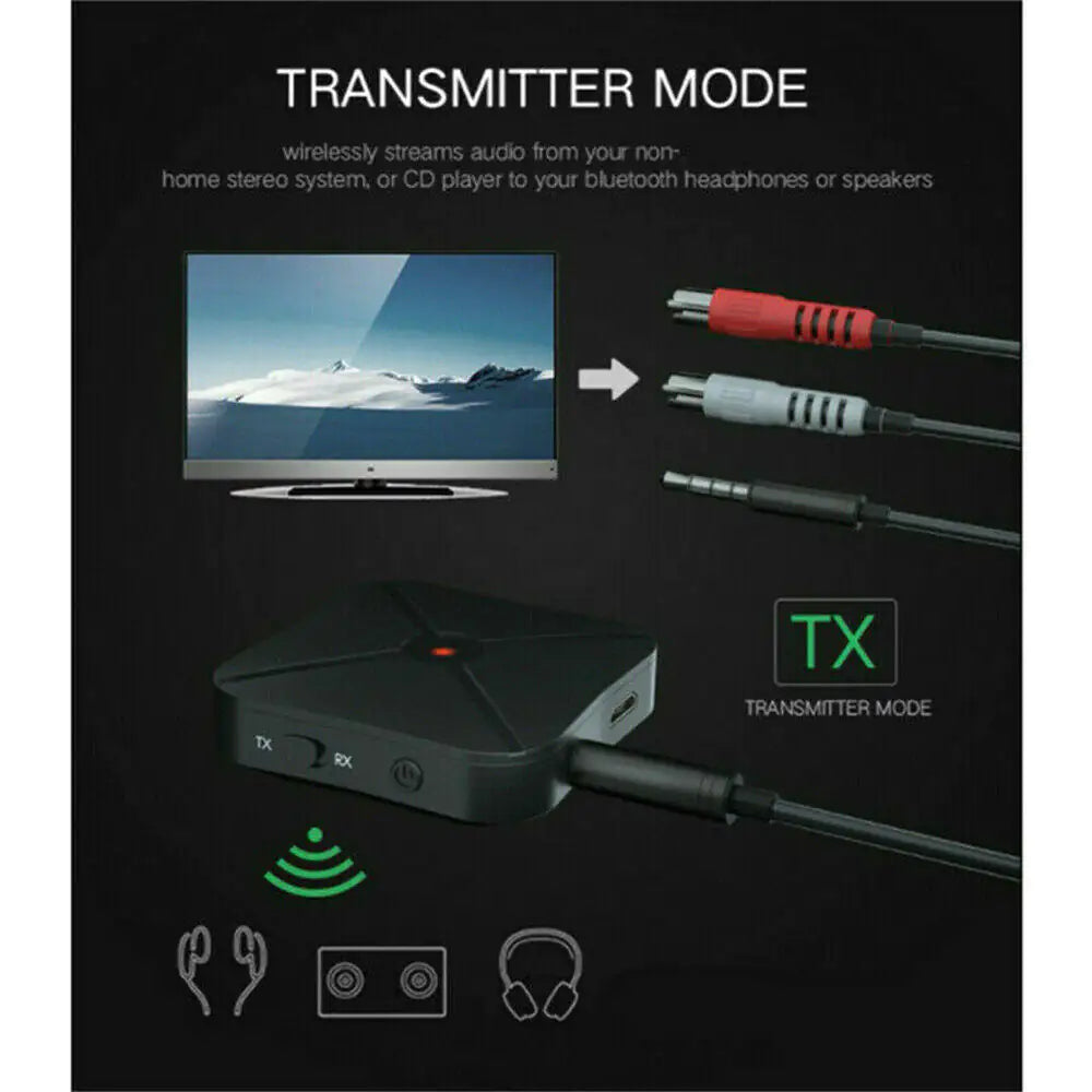 2in1 Bluetooth Transmitter Receiver Wireless Adapter TV Home Stereo A2DP Audio WEM Support (www.WEM.support)