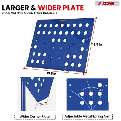 Suporte para Partituras 5Core Portátil, Tripé Ajustável e Dobrável, Suporte para Notas AZUL WEM Support (www.WEM.support)