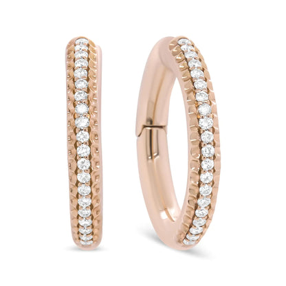 18K Rose Gold 1/3 Cttw Round Cut Diamond Hoop Earrings (F-G Color, VS1-VS2 Clarity) WEM Support (www.WEM.support)