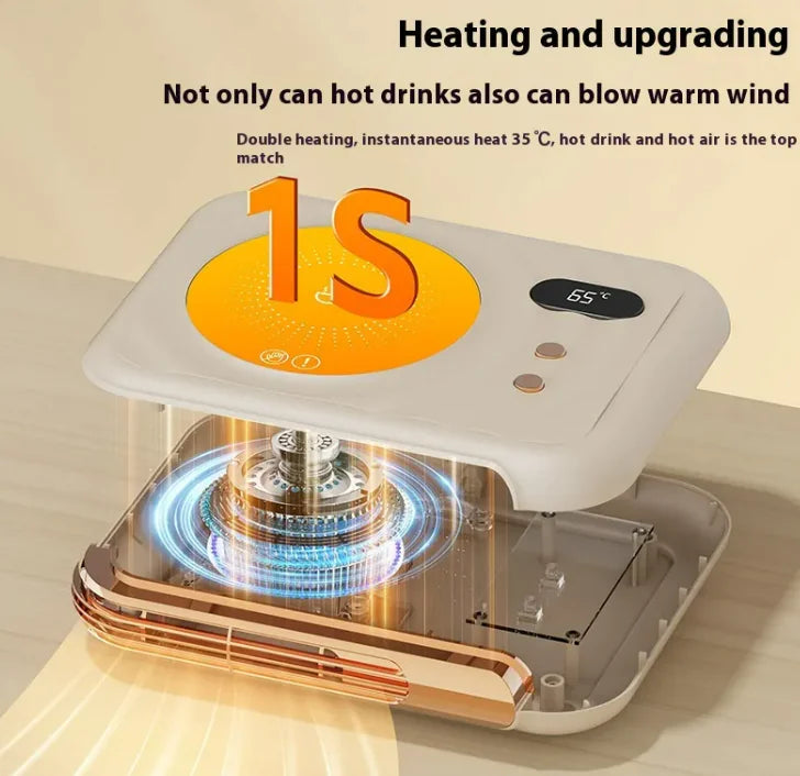 Two-in-one Home Warm Air Blower Desk Thermal Cup Pad WEM Support (www.WEM.support)