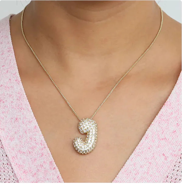 Star Brass Zircon Letter Necklace WEM Support (www.WEM.support)