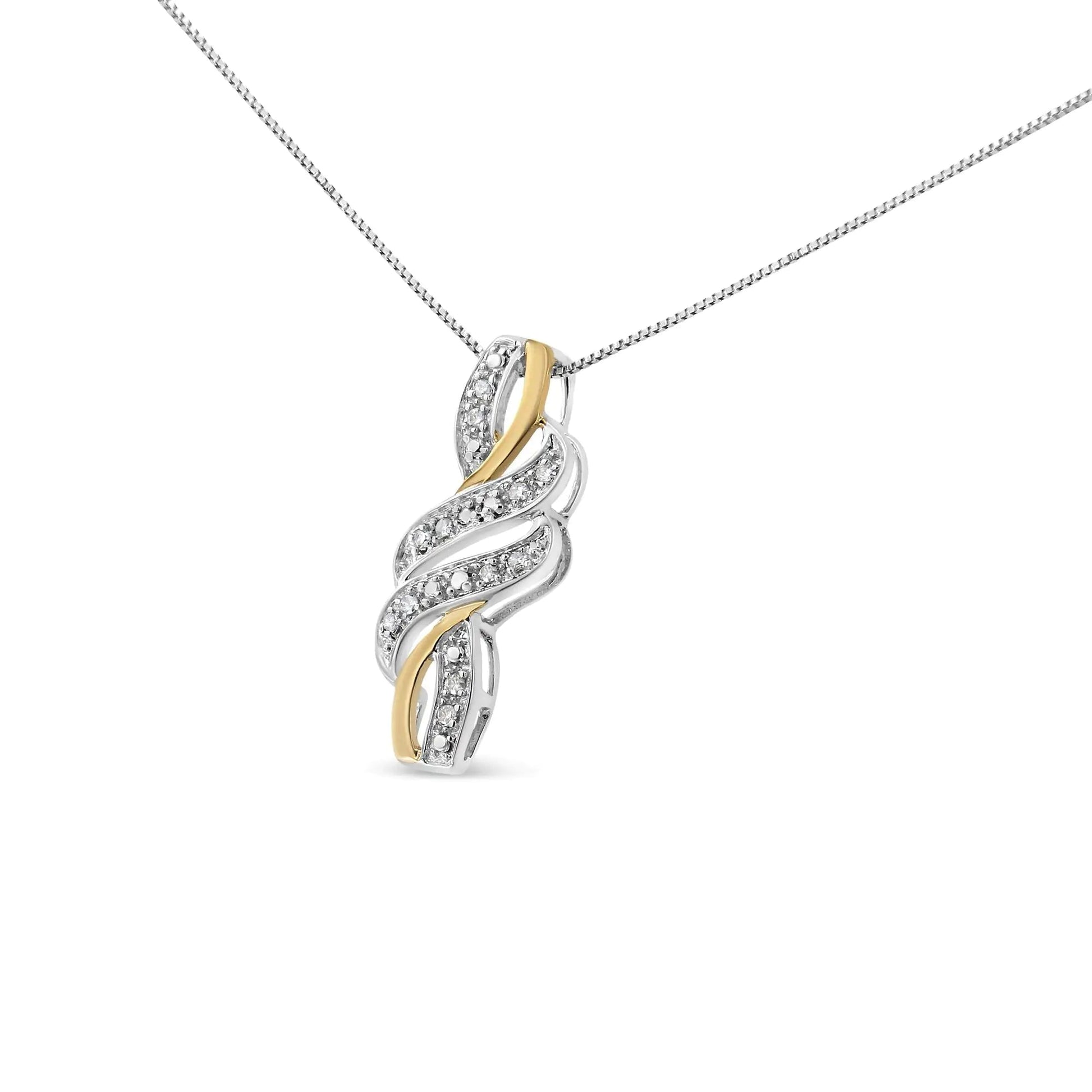 14K Yellow Gold Plated .925 Sterling Silver Round-Cut Diamond Accent Cross Bypass 18" Pendant Necklace (H-I Color, I2-I3 Clarity) WEM Support (www.WEM.support)