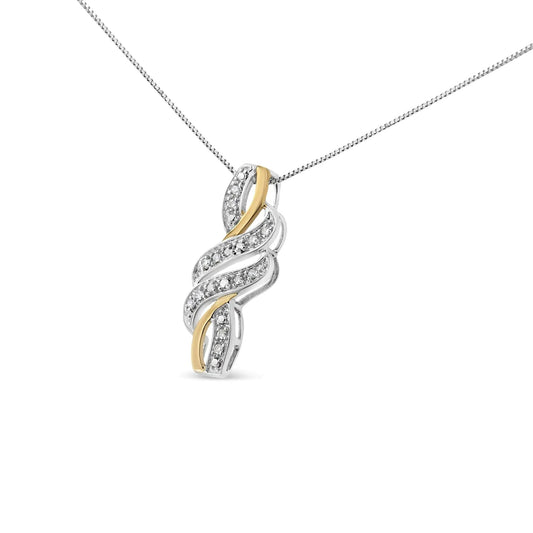 14K Yellow Gold Plated .925 Sterling Silver Round-Cut Diamond Accent Cross Bypass 18" Pendant Necklace (H-I Color, I2-I3 Clarity) WEM Support (www.WEM.support)