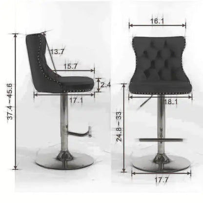 Swivel Velvet Barstools Adjusatble Seat Height From 25-33 Inch Gray Set Of 2 WEM Support (www.WEM.support)