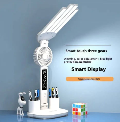 3-in-1 LED Desk Lamp with Fan & Clock HejK.com