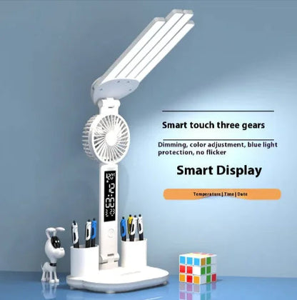 3-in-1 LED Desk Lamp with Fan & Clock HejK.com