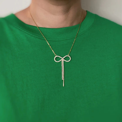 Adorable Shine Bow Necklace WEM Support (www.WEM.support)