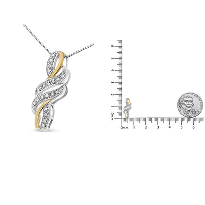 14K Yellow Gold Plated .925 Sterling Silver Round-Cut Diamond Accent Cross Bypass 18" Pendant Necklace (H-I Color, I2-I3 Clarity) WEM Support (www.WEM.support)
