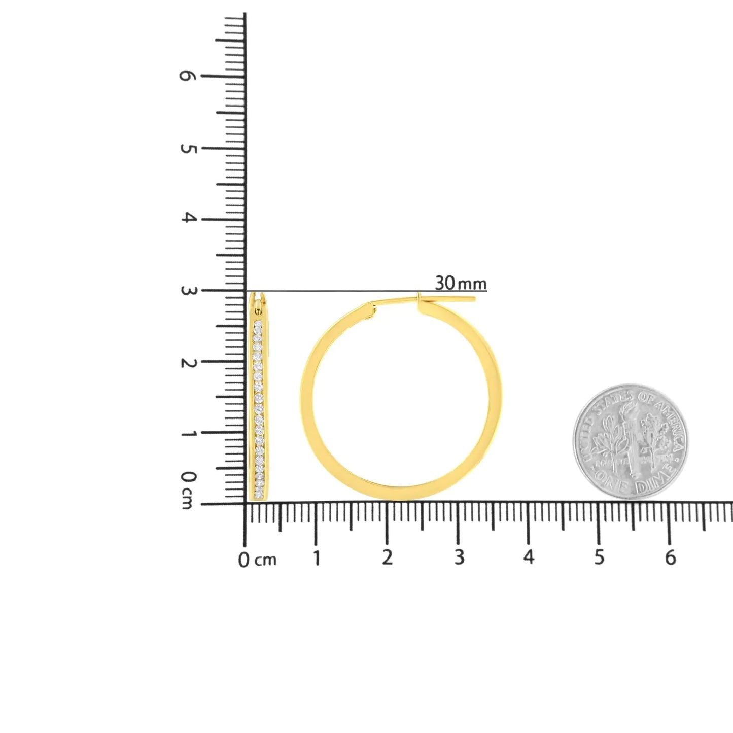14K Yellow Gold 1/2 cttw Channel Set Diamond Classic Hoop Earrings (I-J Color, SI2-I1 Clarity) WEM Support (www.WEM.support)