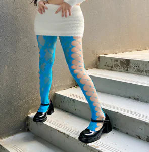 Thin Hollow Flower Print Stockings Base WEM Support (www.WEM.support)