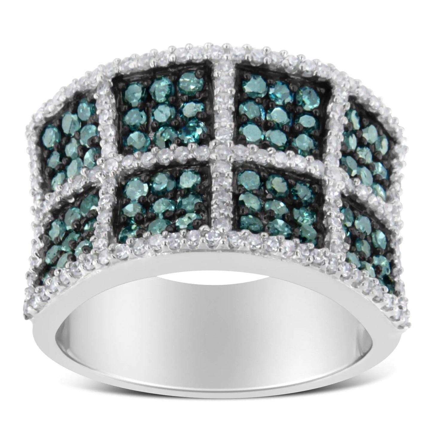 14K White Gold White and Treated Blue Diamond Cocktail Ring (1 1/2 Cttw, H-I Color, I1-I2 Clarity) WEM Support (www.WEM.support)