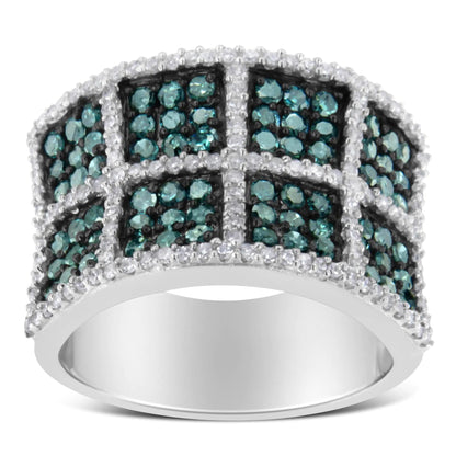14K White Gold White and Treated Blue Diamond Cocktail Ring (1 1/2 Cttw, H-I Color, I1-I2 Clarity) WEM Support (www.WEM.support)