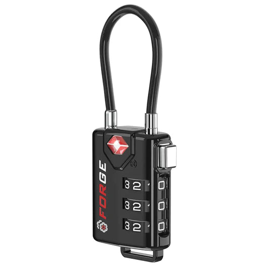 TSA Approved Cable Luggage Locks, Re-settable Combination with Alloy Body Black Single Pack My Store