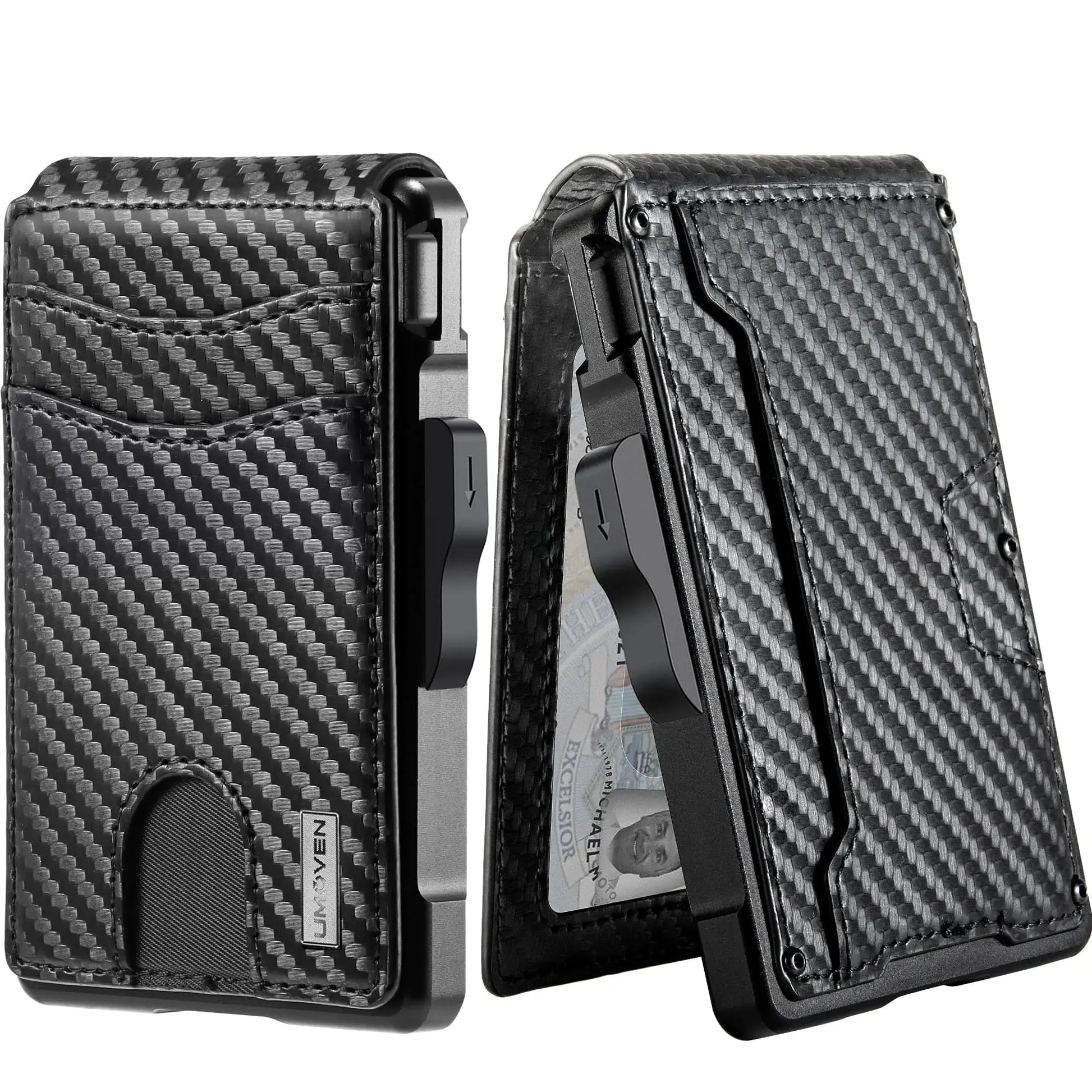 umoven Wallet for Men - with Money Clip Slim Leather Slots Credit Card Holder RFID Blocking Bifold Minimalist Wallet (Money Clip Inside) Carbon Black-01 My Store