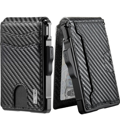 umoven Wallet for Men - with Money Clip Slim Leather Slots Credit Card Holder RFID Blocking Bifold Minimalist Wallet (Money Clip Inside) Carbon Black-01 My Store